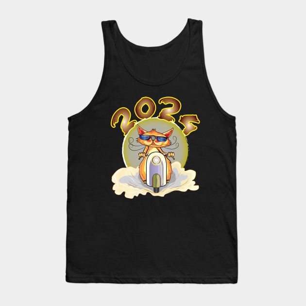 Cat Riding A Scooter New Year 2024 Tank Top by ArticArtac